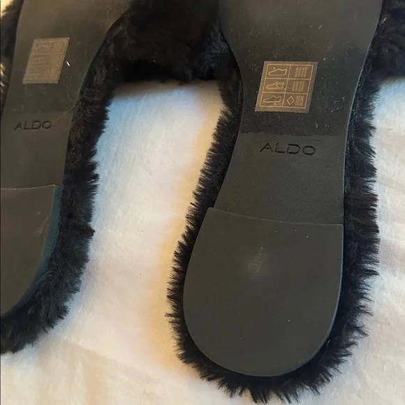 Aldo Plush Black Slippers - Picture 2 of 4